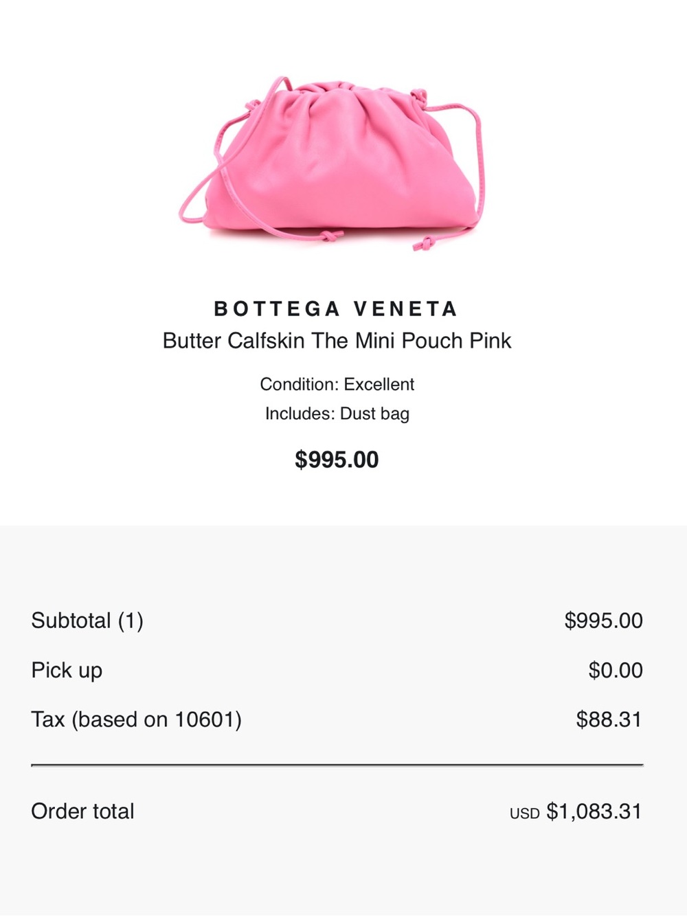 Bottega Veneta Pink Mini Pouch Butter Calfskin
